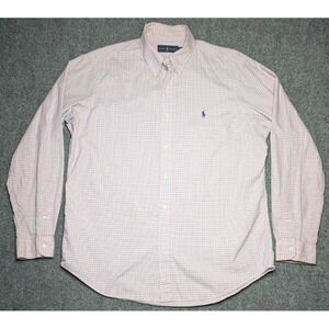Ralph Lauren Men's Large Long Sleeve Button Down Pink Green Blue Check Blue Pony